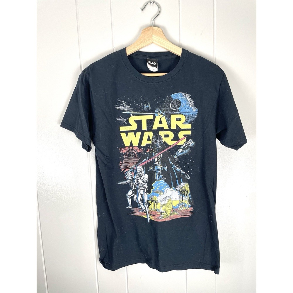Star Wars X Fifth Sun Original Trilogy Distressed Graphic Tee Black Mens S Small
